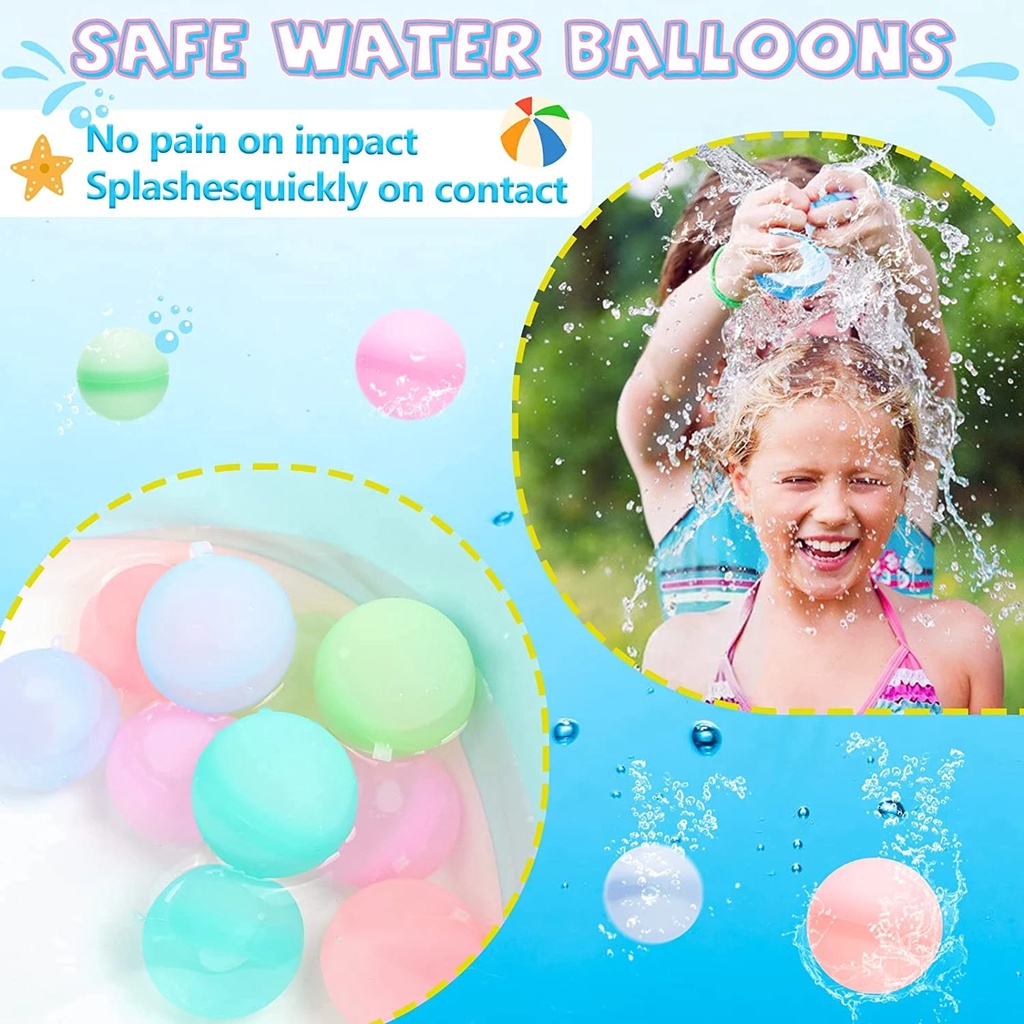 1PC Random Silicone Water Bomb Splash Balls Reusable Safe Water Balloon ...