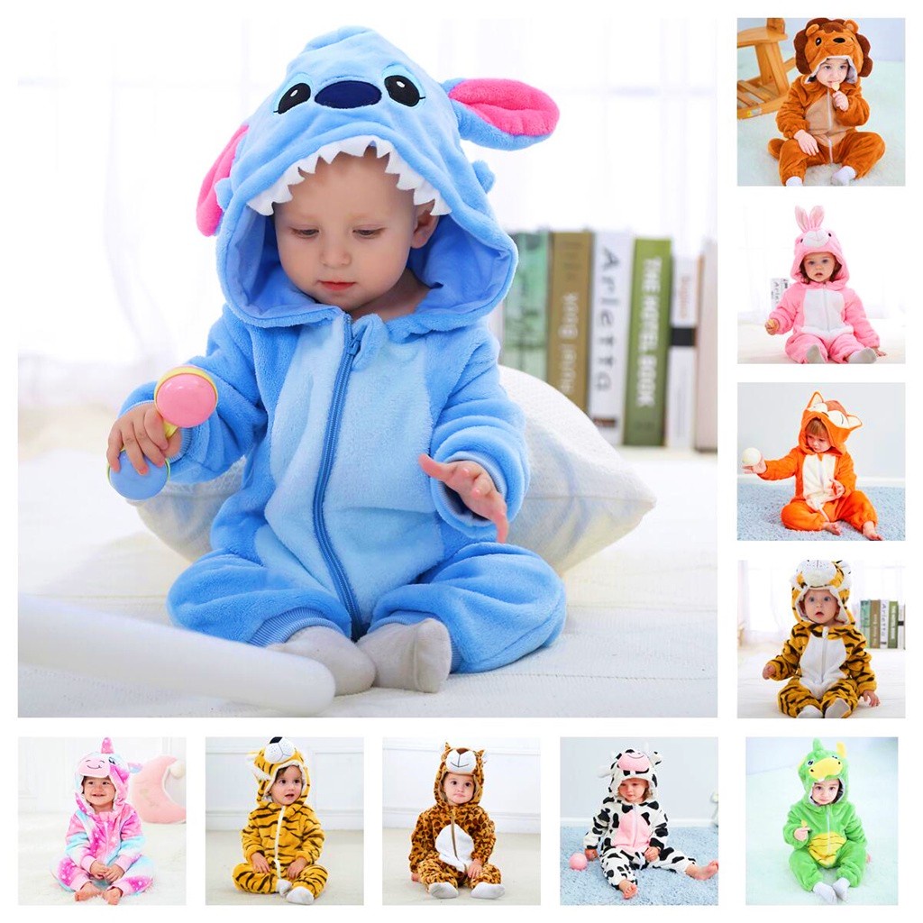 Newborn Baby Cute Stitch Lion Cow Rabbit Tiger Panda Duck Kigurumi ...