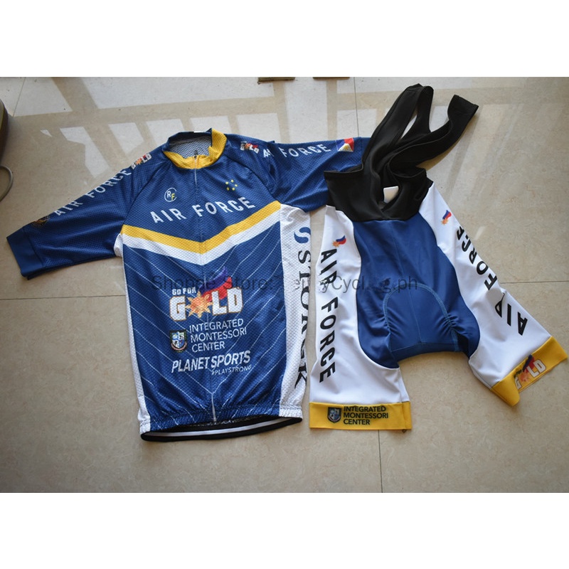 Cycling Jersey Powerband Bibset Pilipinas GO FOR GOLD AIR FORCE Philippines Pineapple Fabric Pro Team Bike Jersey Set Shopee Philippines