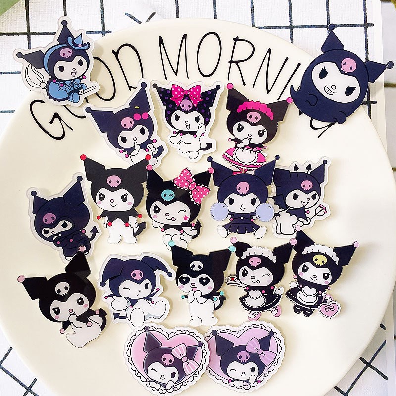 Sanrio My Melody Kuromi Brooch Cartoon Acrylic Badges Backpack Pins Diy ...