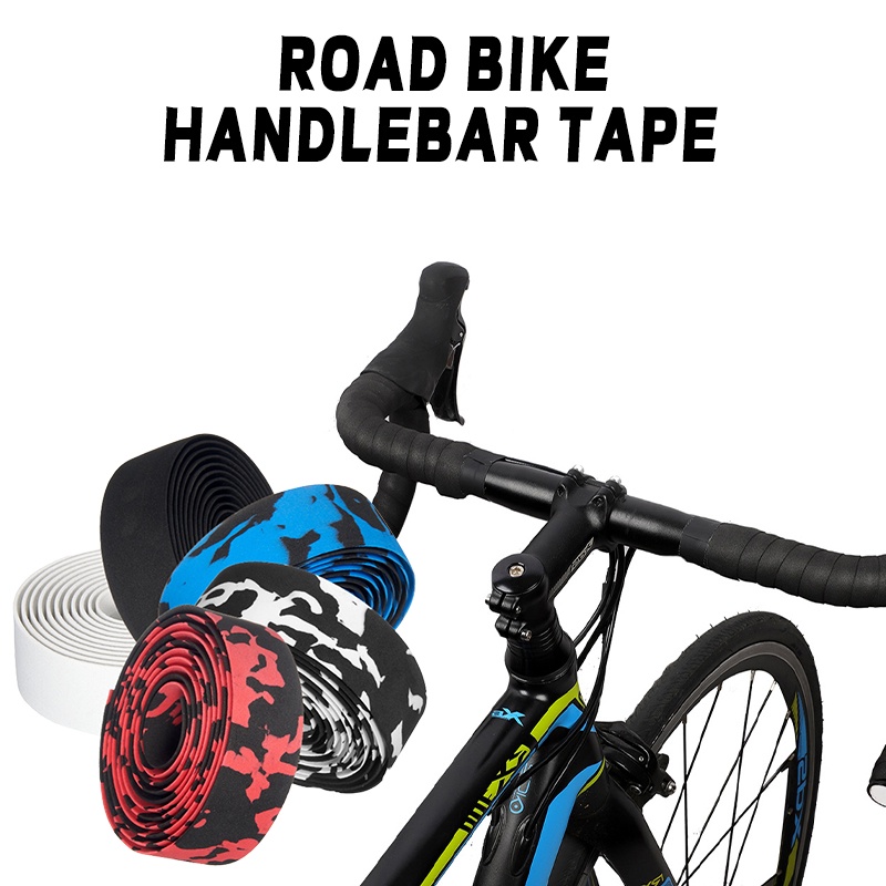 LONGGO 1 Pair Handle Bar Tape Road Bike Drop Bar Tape for Fixie with Bar Plugs Camouflage Non Slip