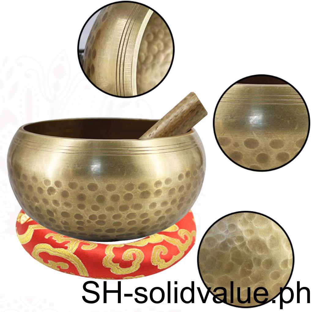 8cm Nepal Tibetan Singing Bowl Set with Wood Stick and Cushion Music ...