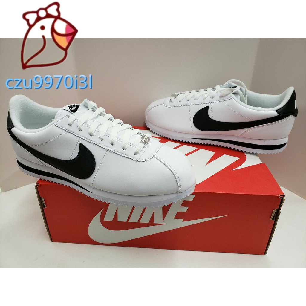 Nike Cortez Basic Leather Classic WHITE BLACK FORREST GUMP 819719 100