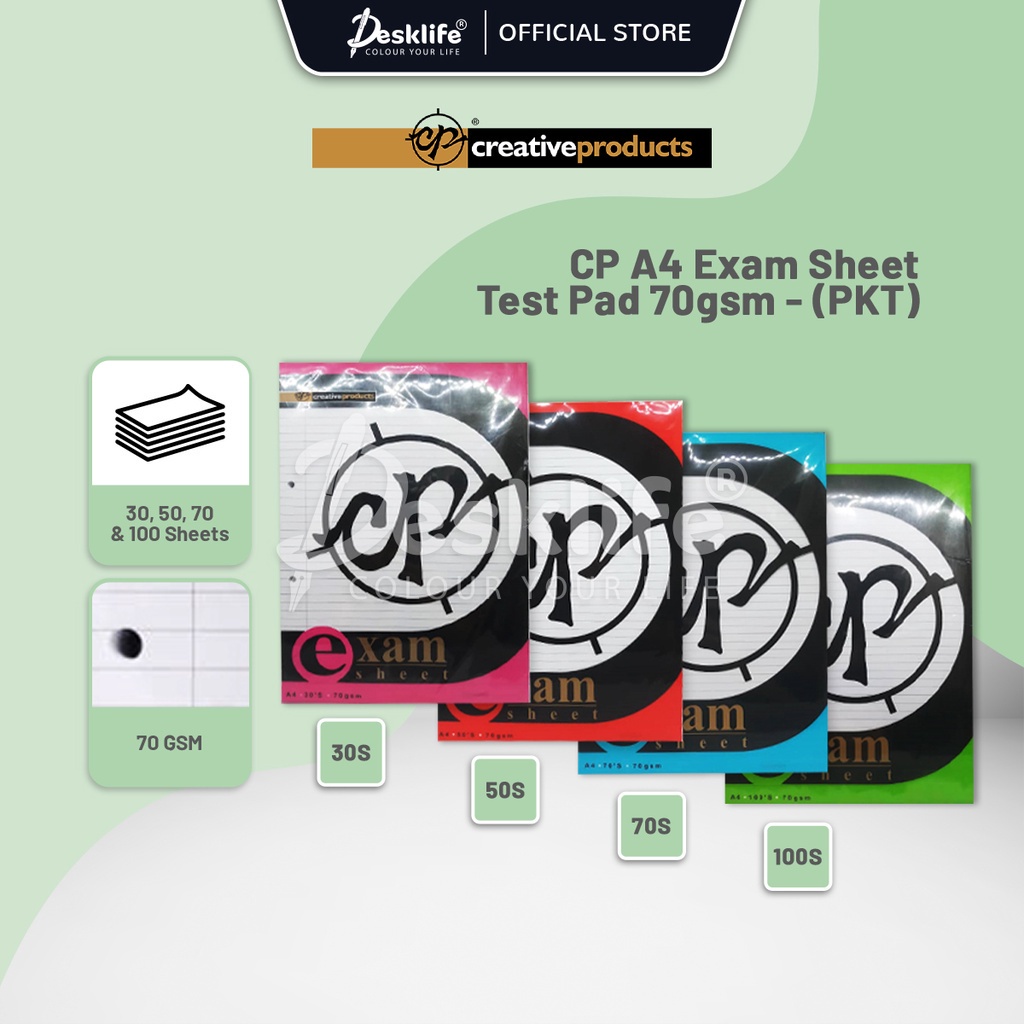 Desklife CP A4 Exam Sheet Test Pad 70gsm 30s 50s 70s 100s(PKT) Foolscap ...