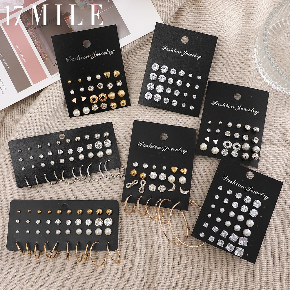 Sparkling Geometric Zircon Stud Earrings Hypoallergenic Pearl Piercing