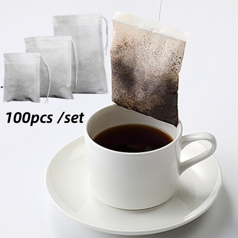 100 Pcs Tea Bag Coffee Filter Pouch Bag Filter and Brew Coffee Tea Bag
