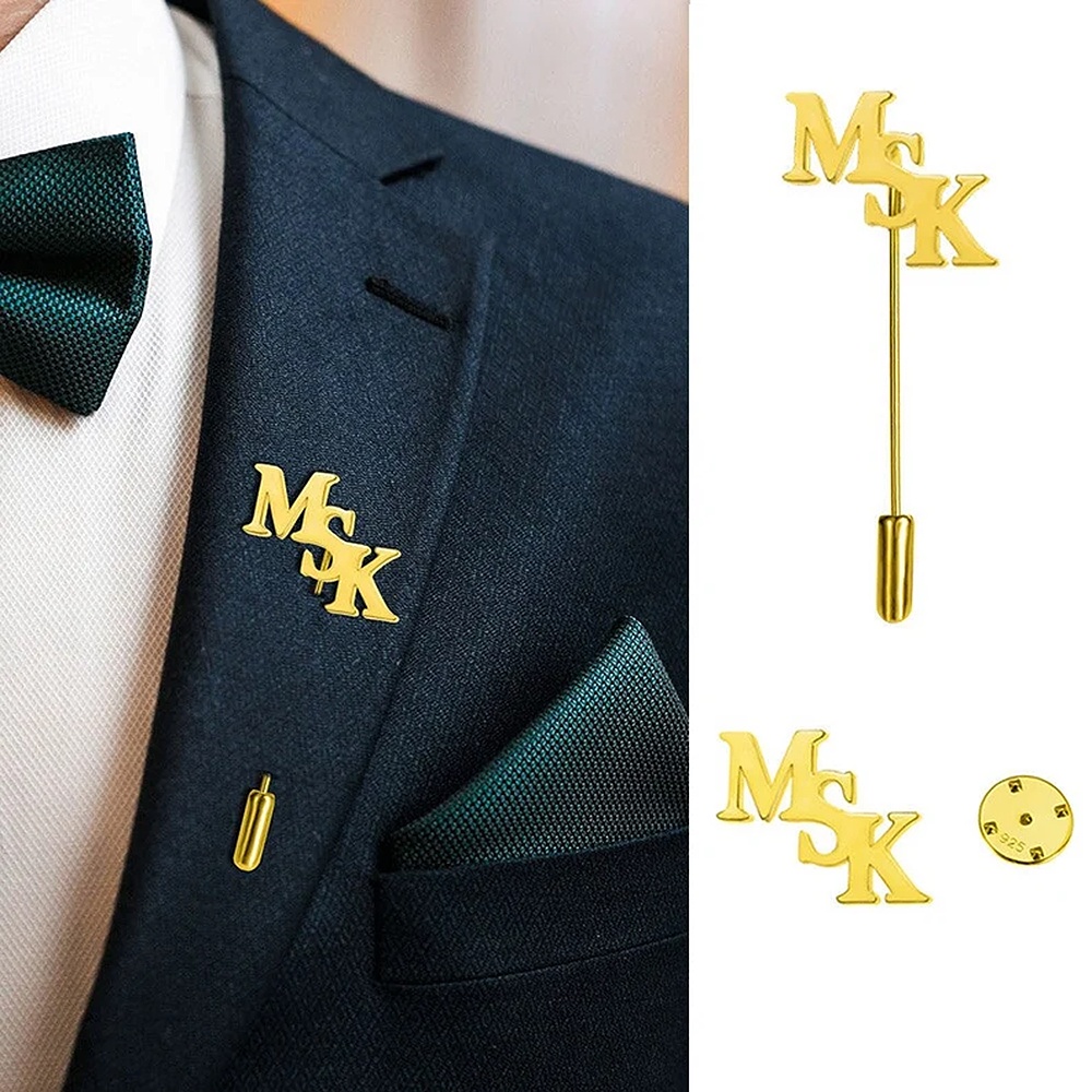 Customized Name Brooch Unisex 1-3 Letter Collar Pin Name Brooch Stainless  Steel Initial Pendant Men Lapel Pins Badges Jewelry Present
