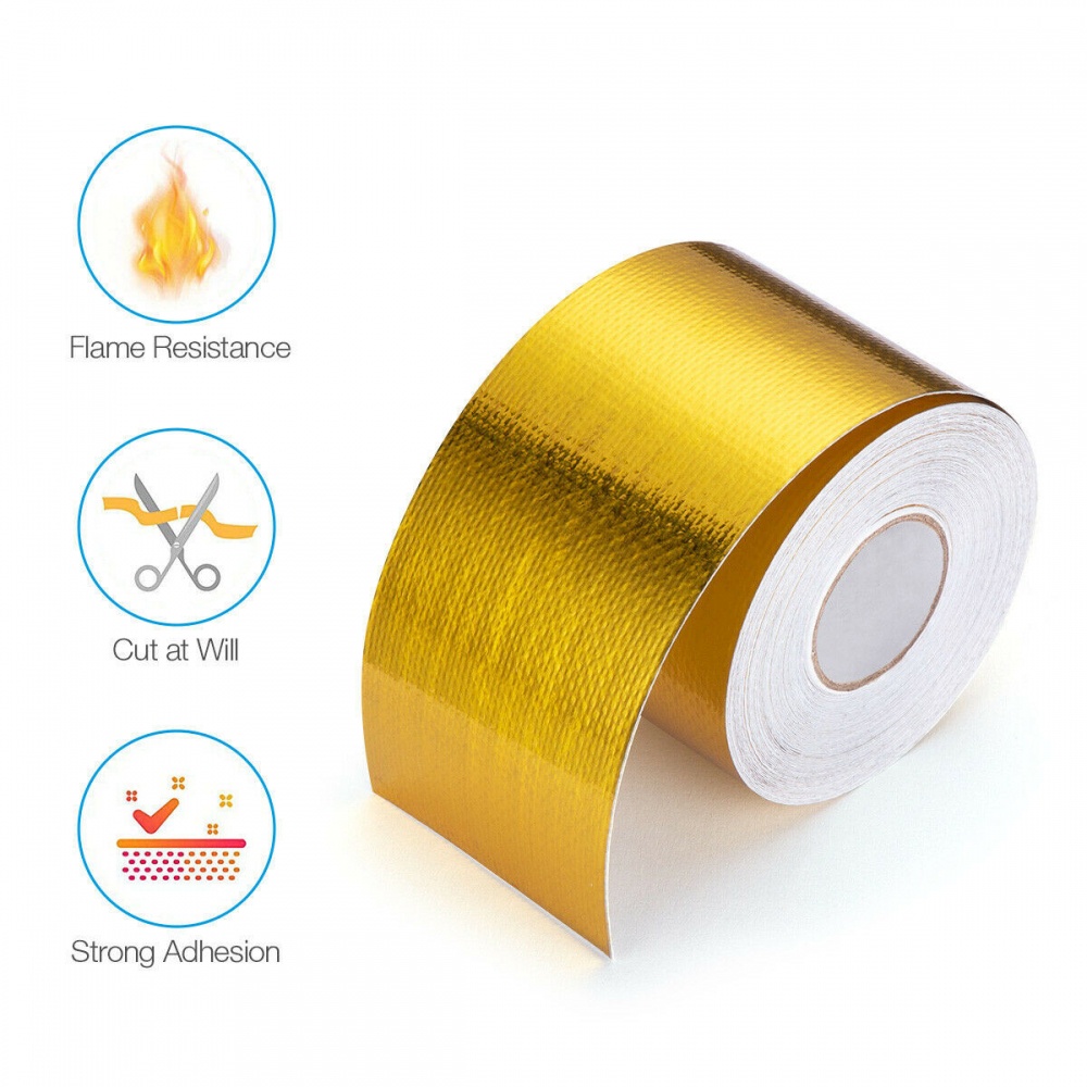 Versatile Gold Heat Shield Wrap Tape 10M x 50mm Perfect for Automobile