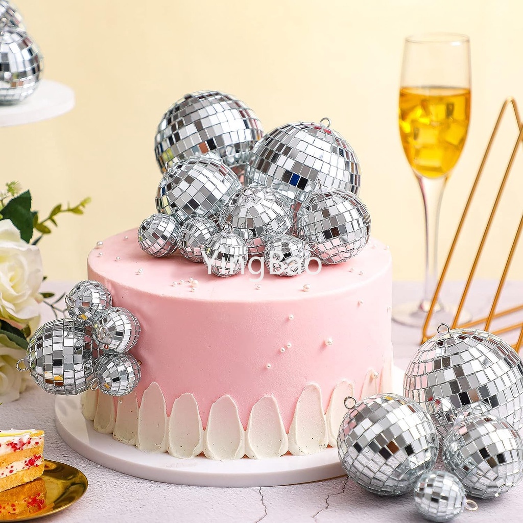 Disco Silver Disco Balls Cake Topper Ornaments Mini Disco Balls Silver