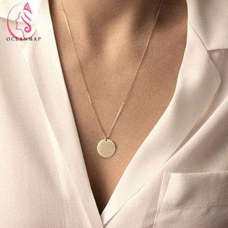 1pc European & American Style New Fashion Long Necklace With Circular  Pendant