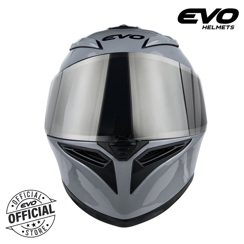Tn7e EVO GSX3000 V2 Plain Glossy Gray Full Face Dual Visor Helmet with