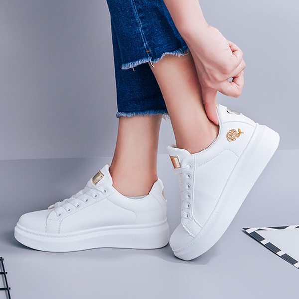 Women All White Shoes Low Cut Non Slip Rubber Sneakers With Boxsize 35 40 Shopee Philippines 1495