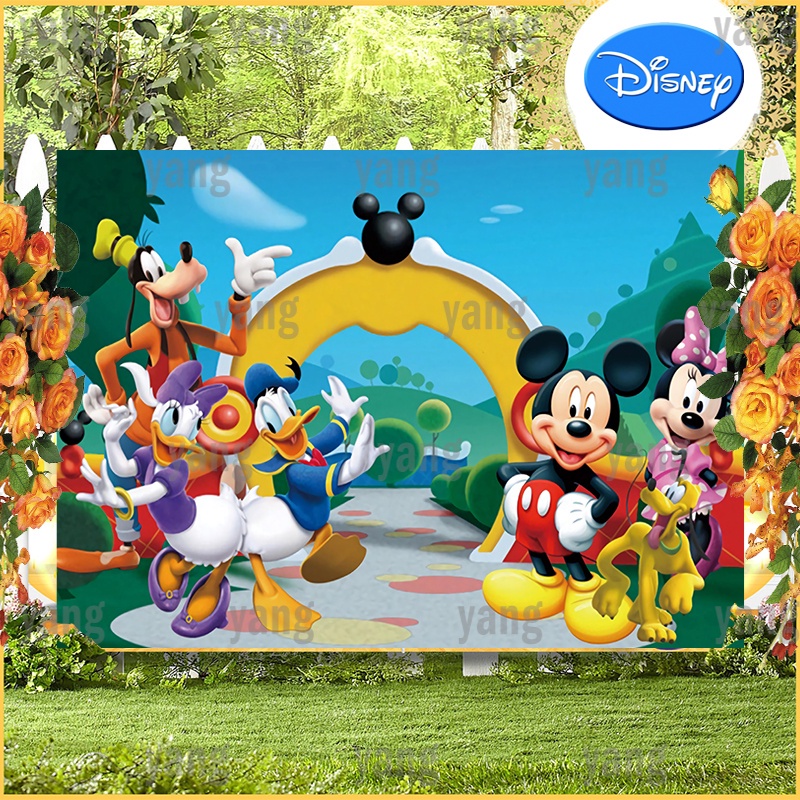 Custom Disney Lovely Mickey Minnie Mouse Cute Daisy Garden Backdrop ...