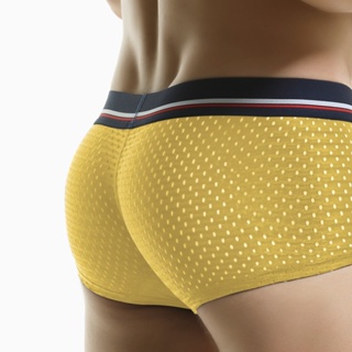 Mens Underwear U Convex Briefs Big Penis Pouch Male Panties Net Striped  S-2XL