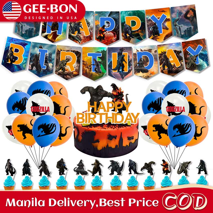 GEEBON Godzilla Vs King Kong Monster Balloon Theme Birthday Banner ...