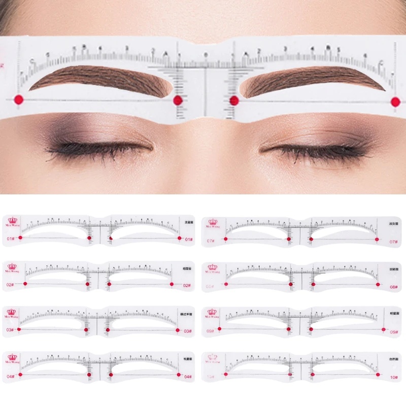 12Pcs/Set Reusable Eyebrow Stencil with Fixed Strap/Grooming Template
