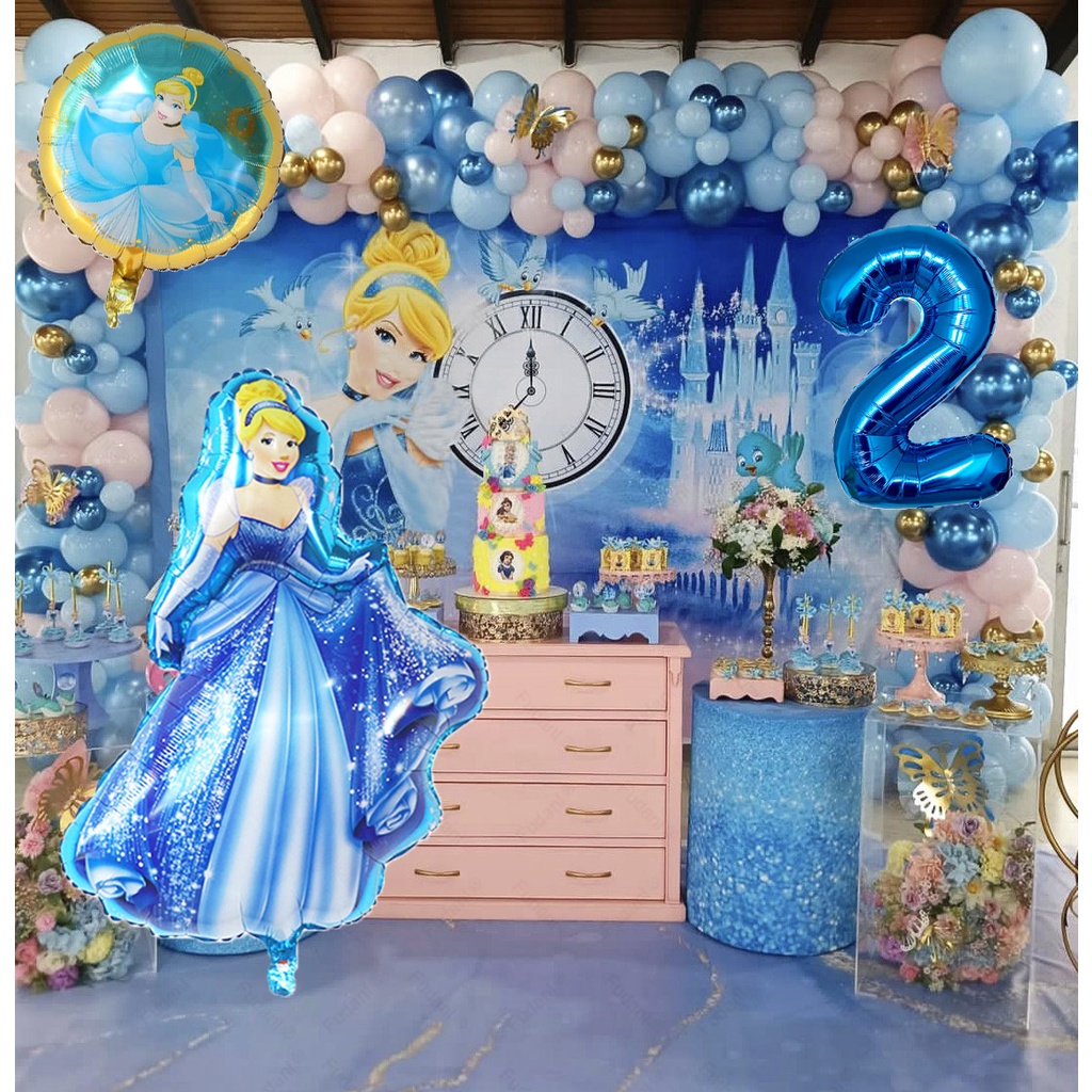 Party Decoration 102pcs/set Cartoon Princess Cinderella Theme Blue