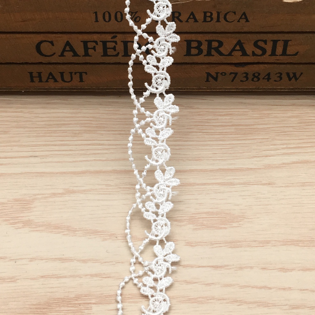 Circle Lace Trim In Black/off White Water Soluble Polyester Lace 0.7" Width Stitching For Costume By Yard - Foto 2