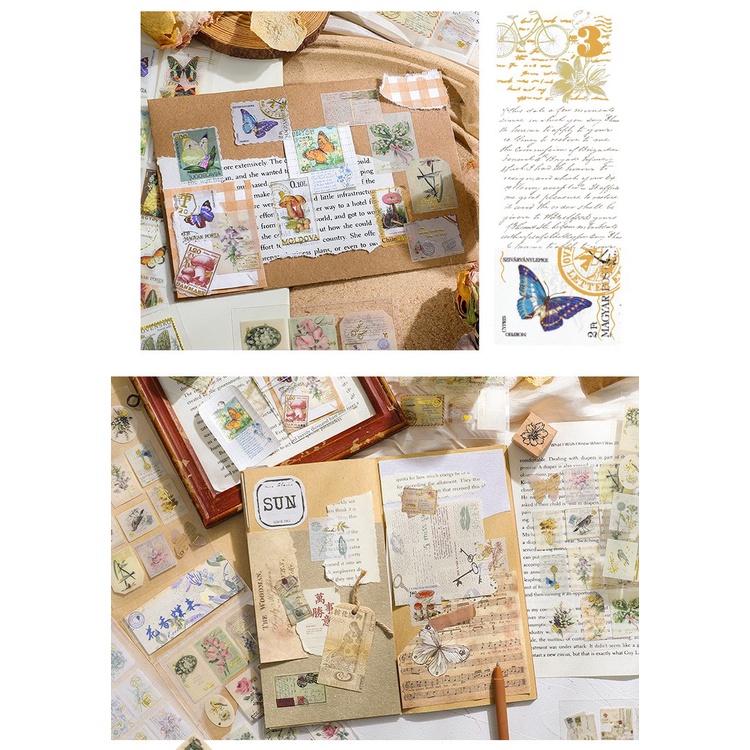 2 Pcs Post Stamp Stickers Vintage Postage Stamps Adhesive Paper Sticker ...
