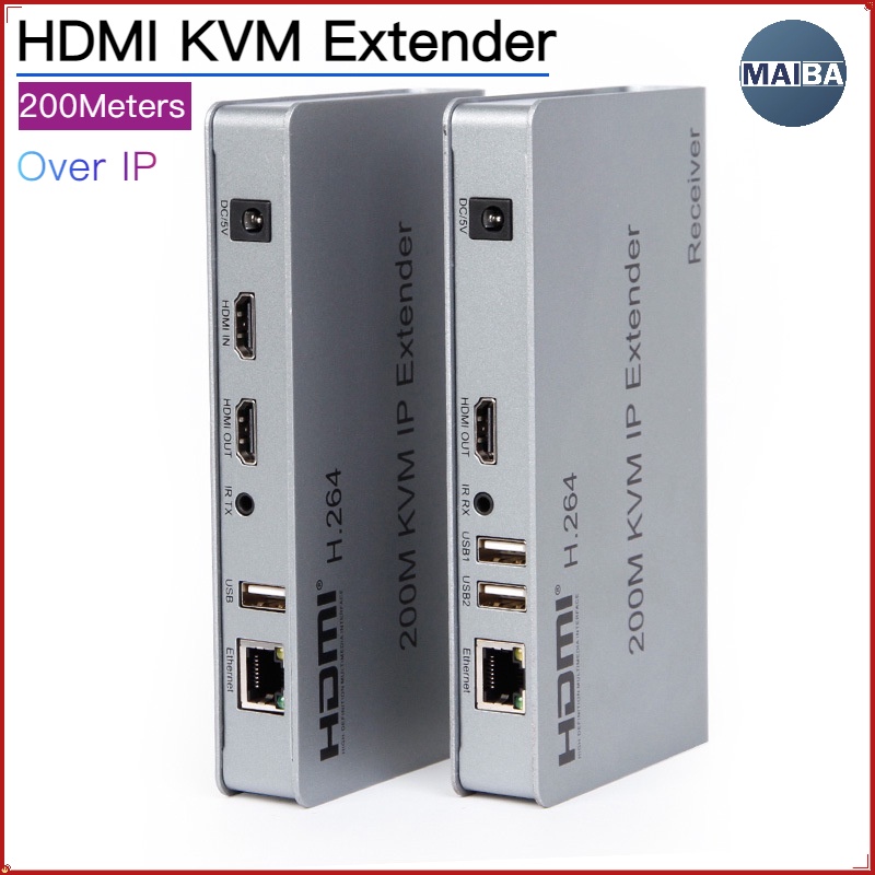 200m HDMI USB Extender RJ45 IP Network KVM Over IP Extender Over Cat5e ...