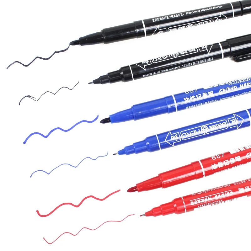 3 Colors Oily Waterproof Permanent Marker Pens/Double Head Markers Pen ...