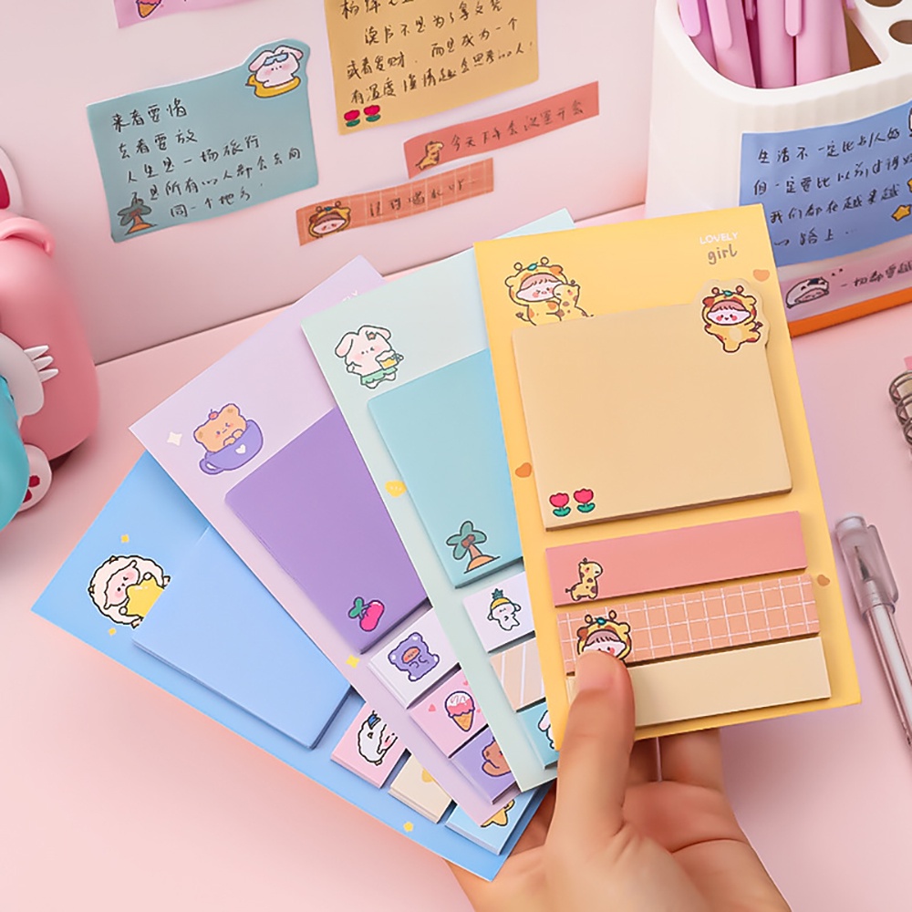 80 Sheets/Set Cartoon Animals Self-Adhesive Sticky Notes Memo Pad ...