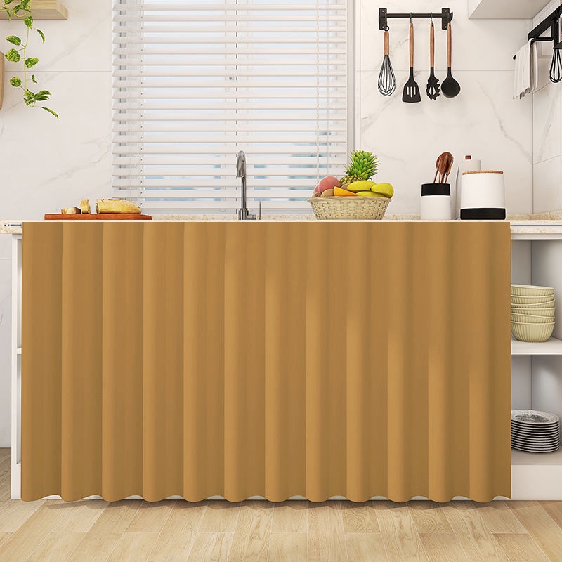Simple Cabinet Curtain Kitchen Solid Color Dust-proof Cabinet Punch ...
