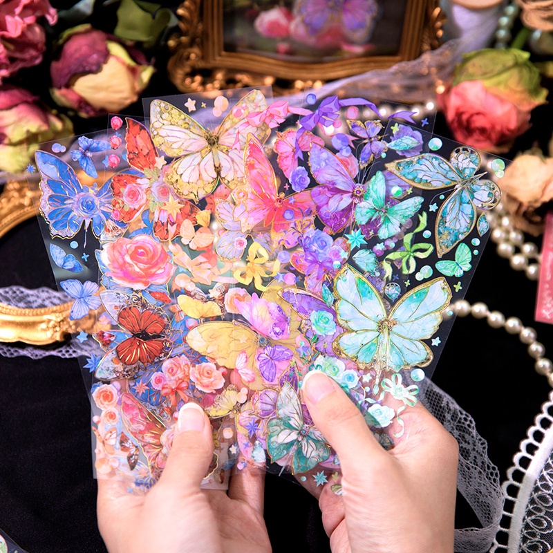 Journamm 3pcs/pack Gold Foil Butterfly Sticker DIY CUT Collage Junk ...