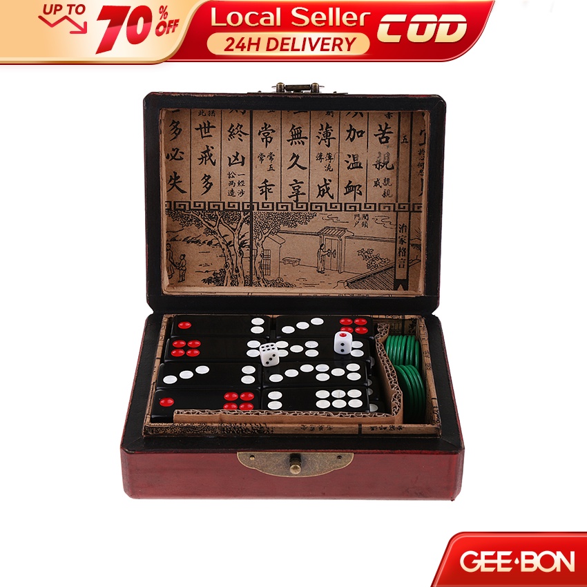 GEEBON Chinese Pai Gow Paigow Tile Set Domino Game Family Board Game ...