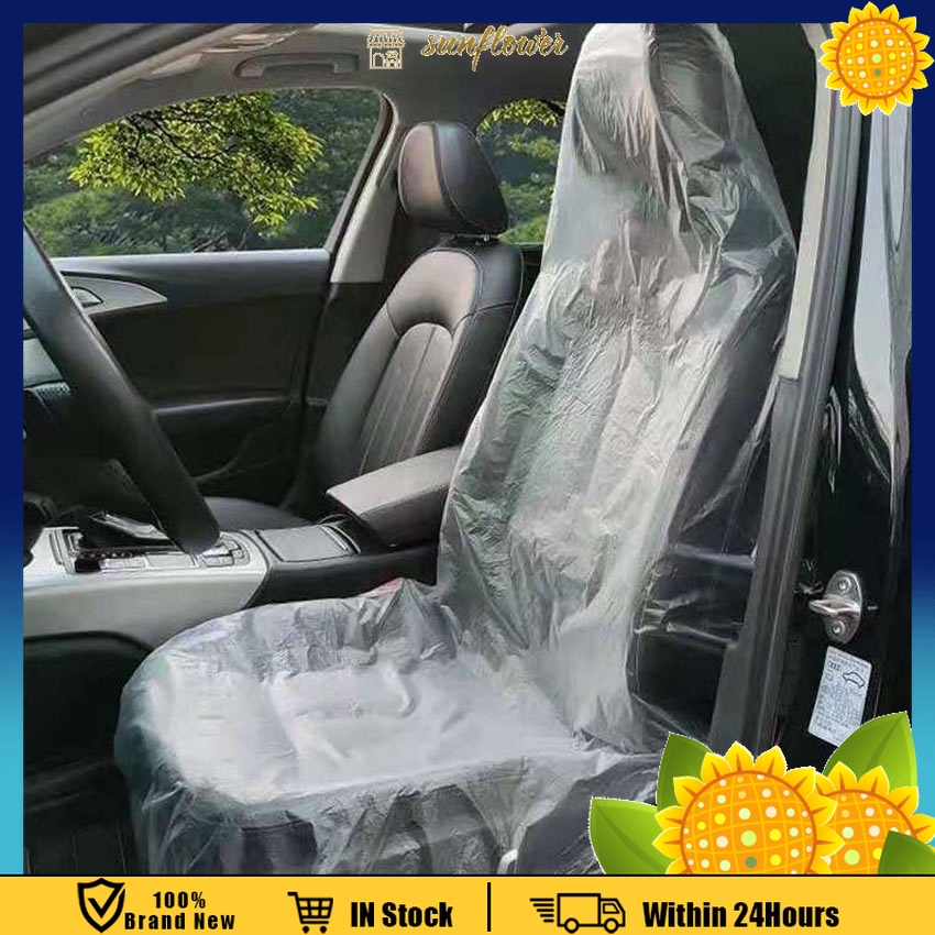 100Pcs Disposable Clear Plastic Car Seat Cover Car Maintenance Anti