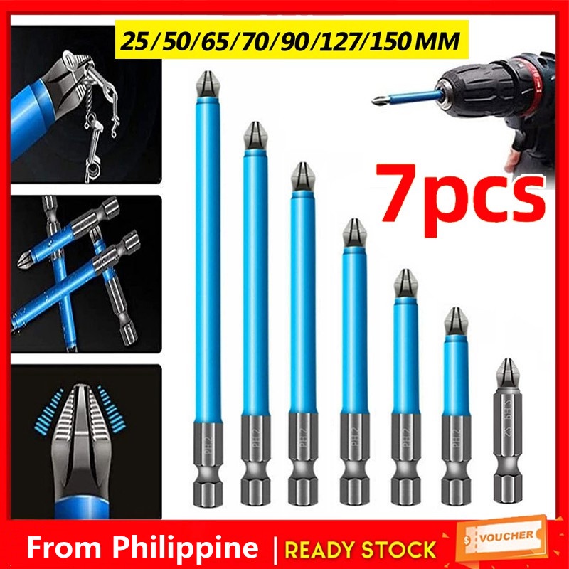 7PCS Anti Slip Drill Bit Cross Screwdriver Drill Bit Head