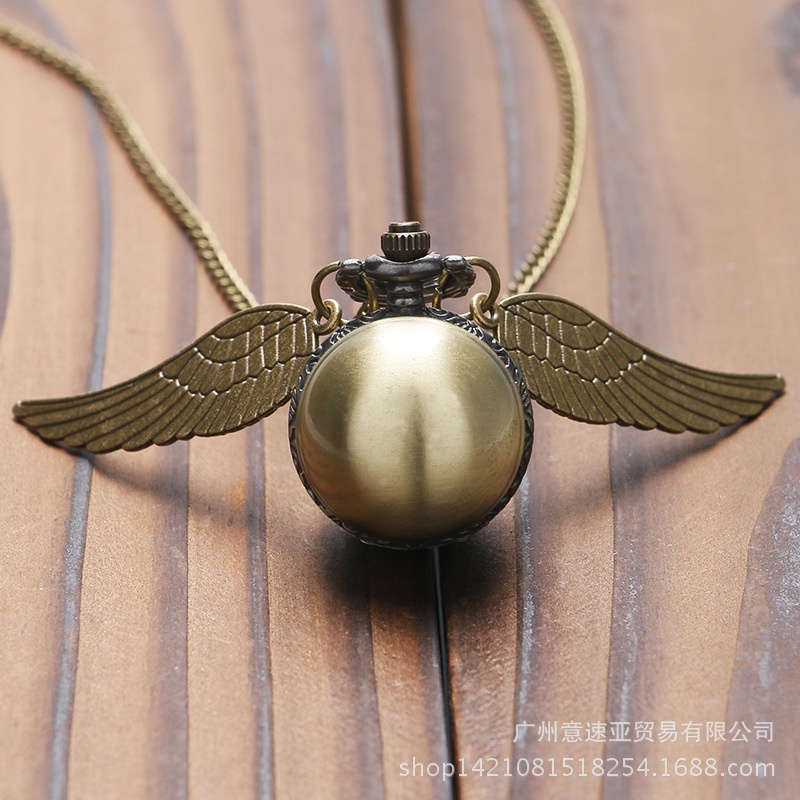 Harry Potter pocket watch gold snitch Quidditch necklace vintage watch