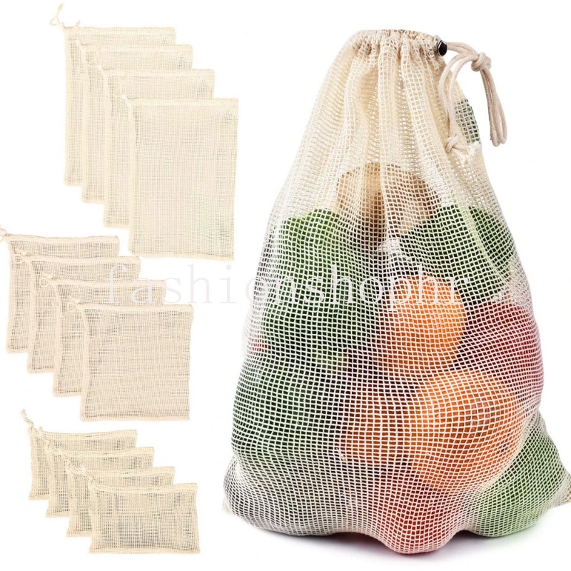 Cotton Mesh Bag For Vegetables, Fruits, Onions, Multi-Purpose, Lightweight, Washable, With Drawstring For Storing Vegetables And Fruits. | Shopee Philippines