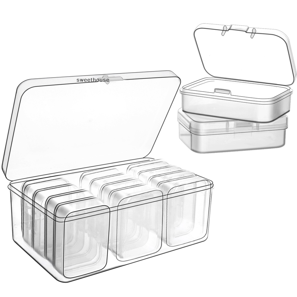 Sweethouse 12 Pack Plastic Clear Storage Box Organizer Small Storage