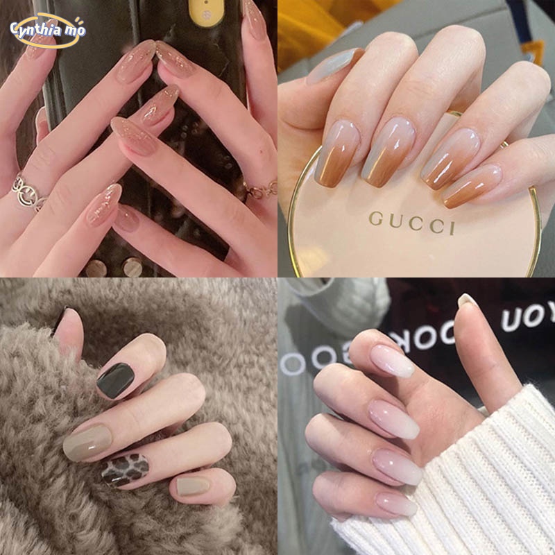 Fake Nails Nail Stickers 24pcs Nails Fake Nails Set Waterproof