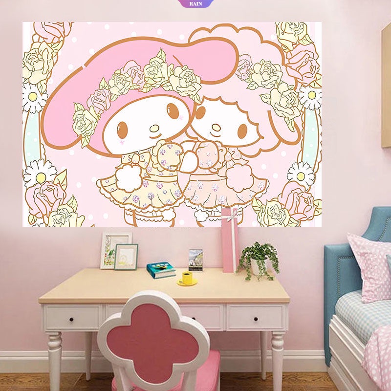 Cartoon Anime Sanrio Series Wall Sticker Kawaii Cinnamoroll My Melody ...