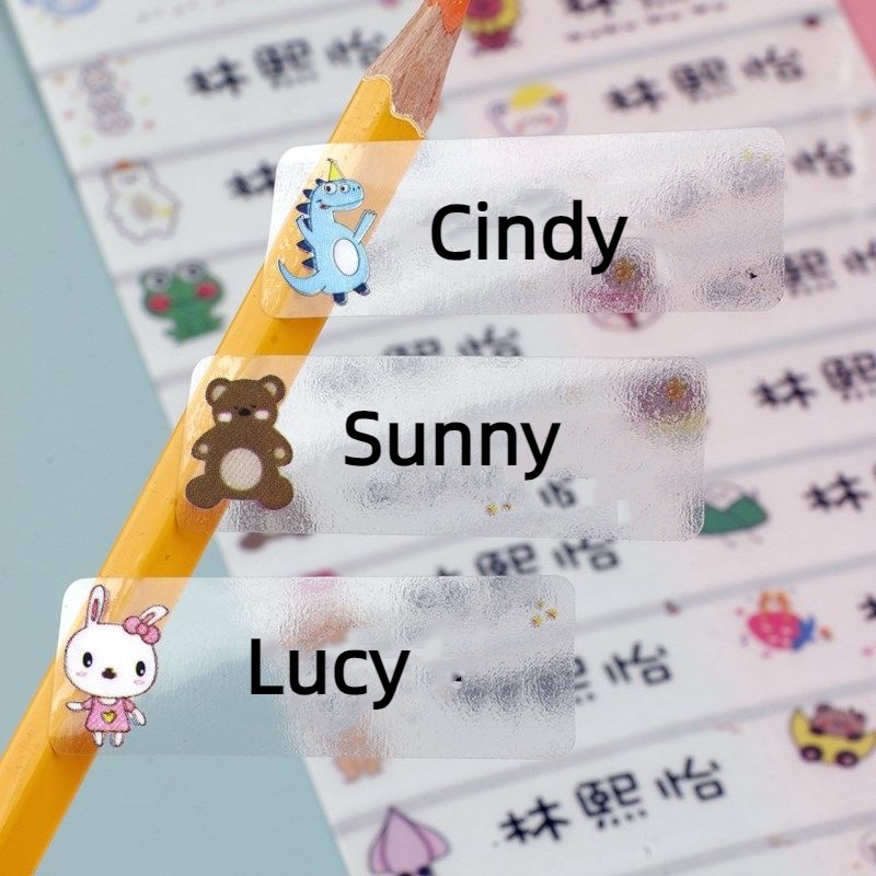 Personalize Cartoon Baby Name Stickers Customized Transparent Name ...