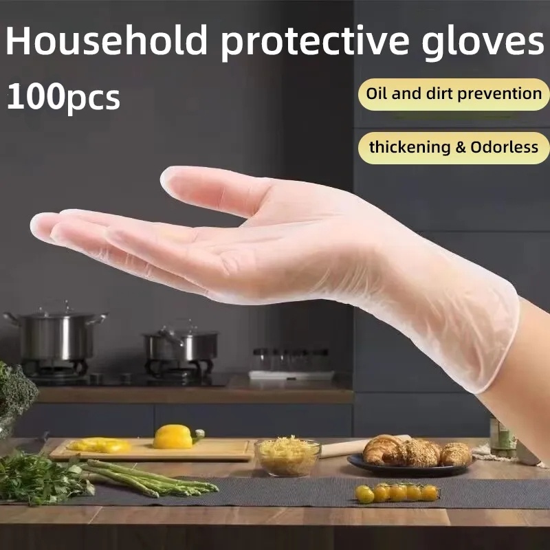 100 Pcs Thick Disposable TPE Ecofriendly Gloves Plastic Gloves Kitchen