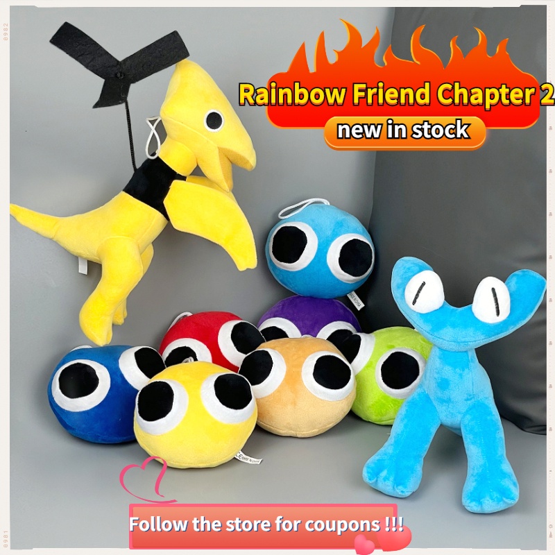 Rainbow Friends Plush, Cyan Rainbow Friend Chapter 2 Plush, Cyan Rainbow  Friends Plush, Rainbow Friends Toys, Rainbow Friends Birthday Decorations  (4 PCS) 