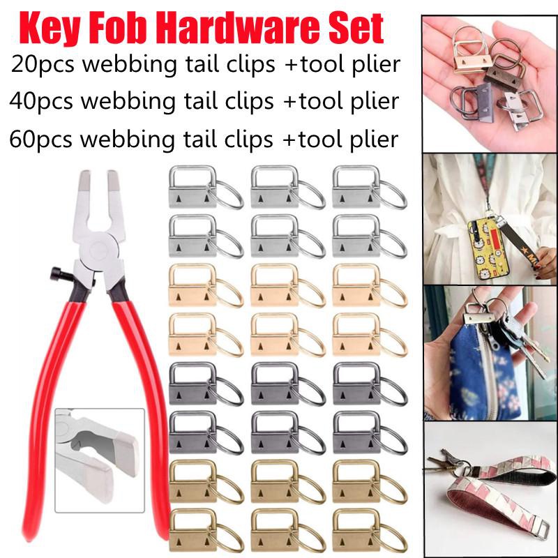 60Pcs 25mm Key Fob Hardware with Key Fob Plier Webbing Tail Clip for ...