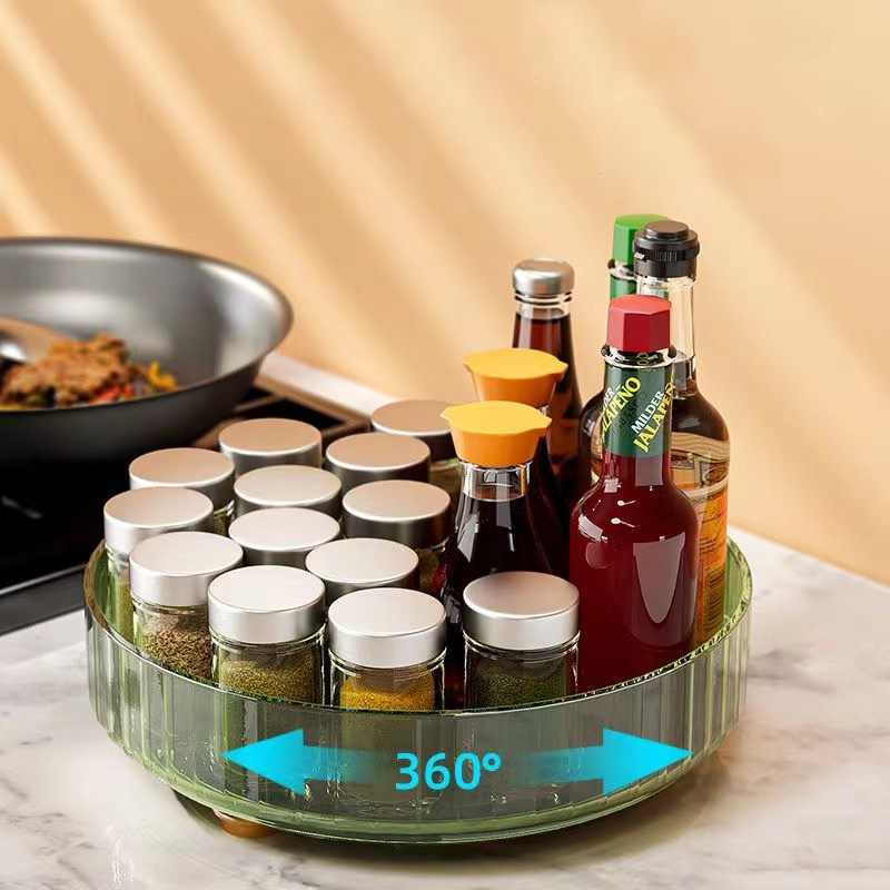 360 Rotation Non-Skid Kitchen Seasoning Spice Jar Tray Rack Pantry ...
