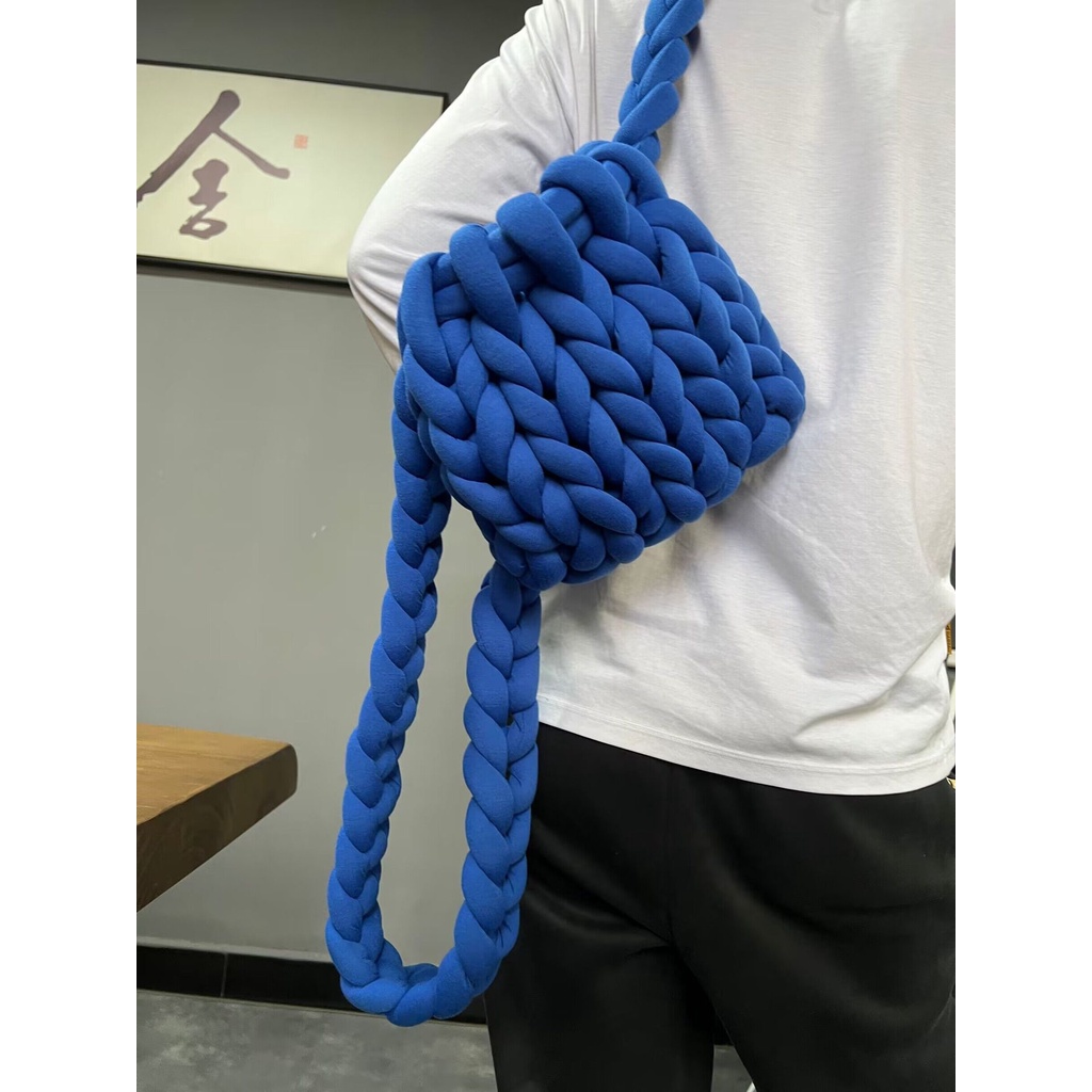 Giant yarn bag Korean thick knitted bag DIY backpack cloth strip thick
