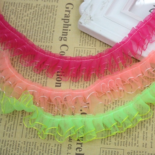【1m】Double Lace Ruffles Trim Multicolor Ribbon Apparel Dress Craft ...