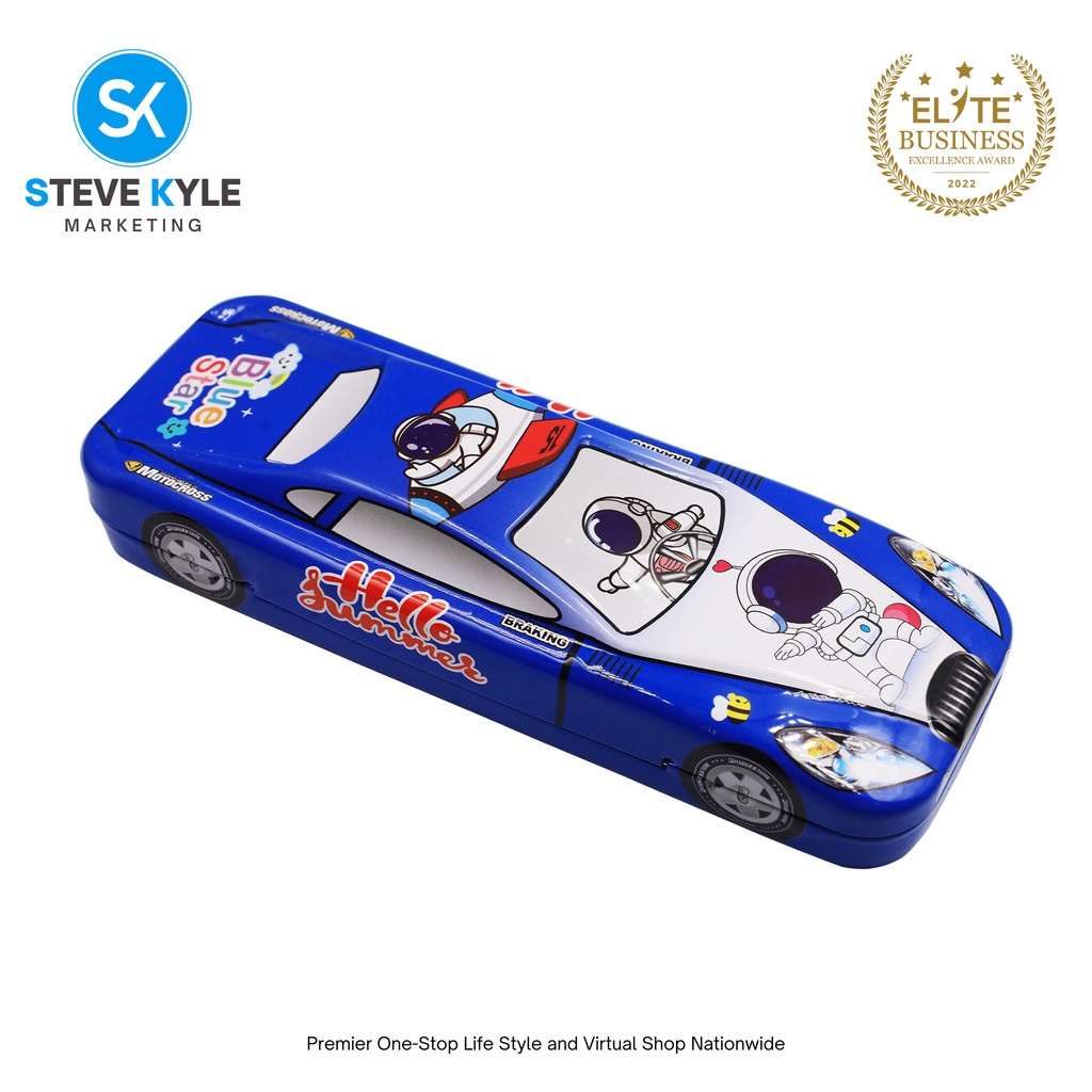 2 layer metal pencil case with cartoon car design for kids shopee