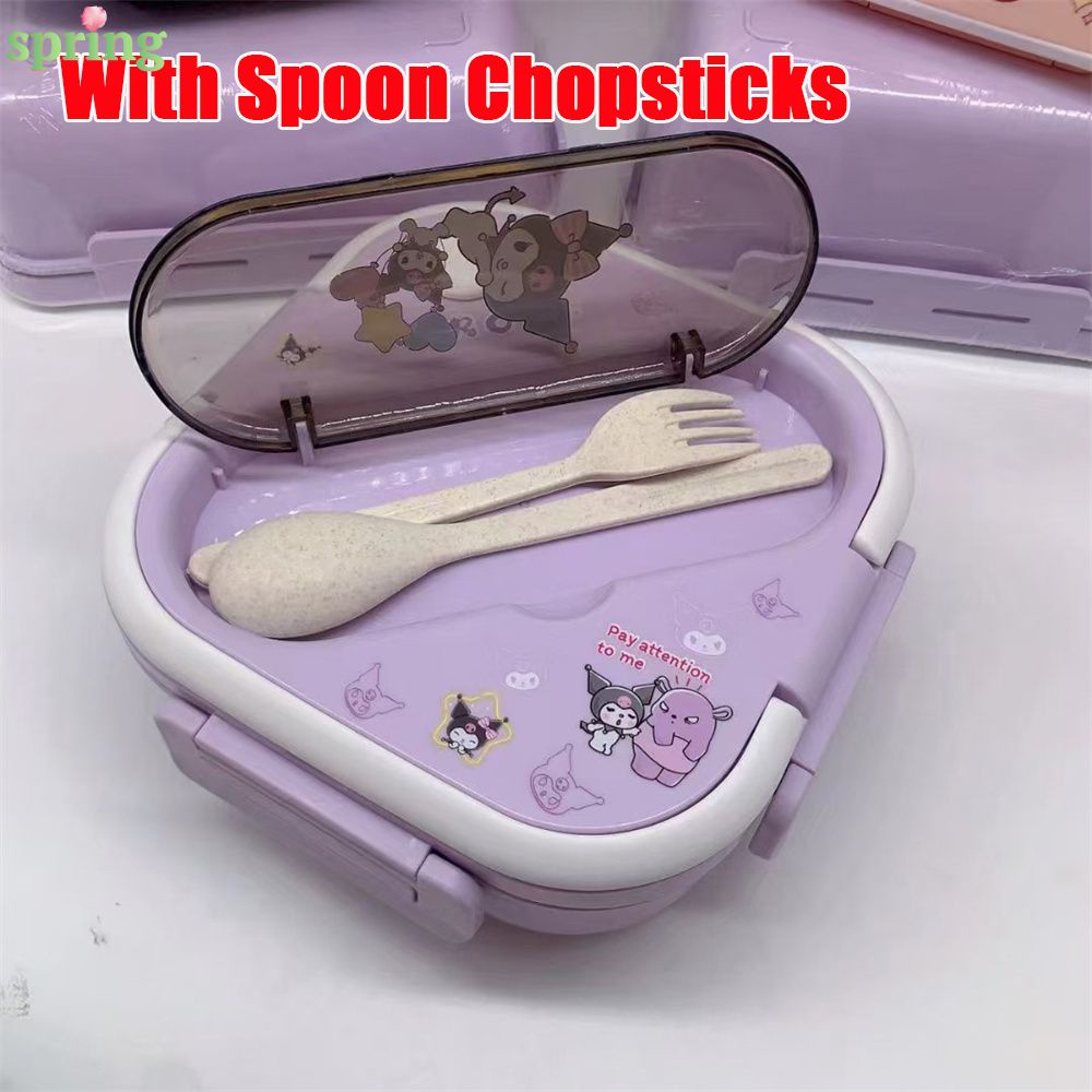 Sanrio Lunch Box Kawaii Kuromi Fresh-keeping Box With Spoon Chopsticks ...
