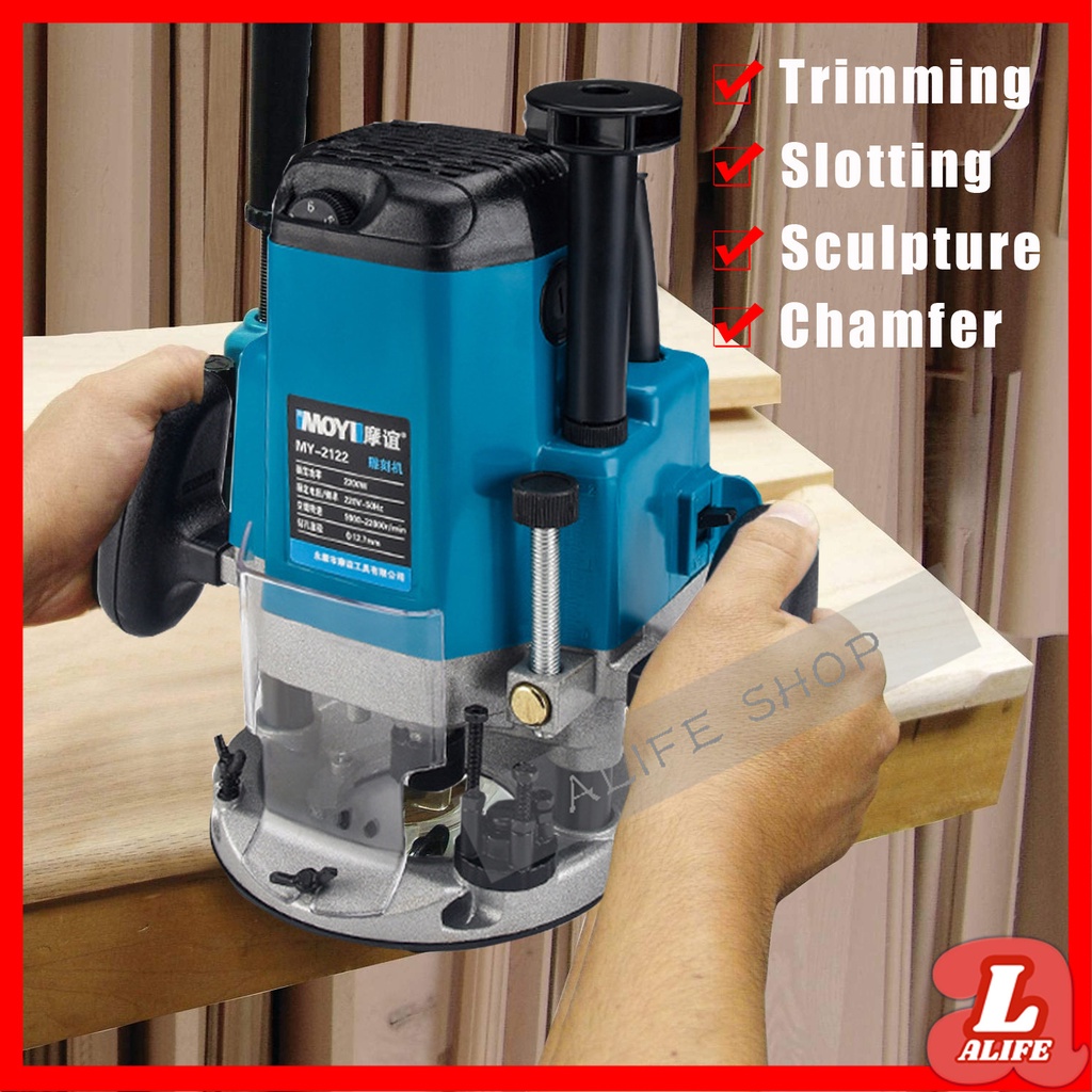 Powerful 10Amp Variable Speed Plunge Woodworking Router Kit with Edge