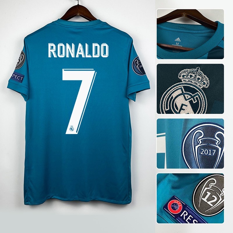 Vintage jersey | 17-18 Royal Madrid second visitor blue jersey Ronaldo ...