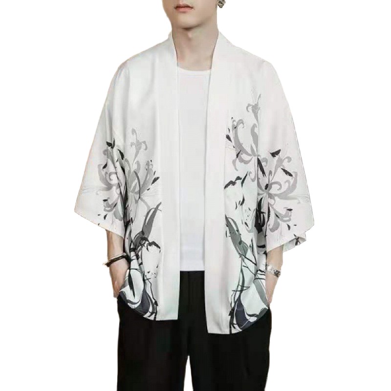 Ready Stock Japanese Kimono Cardigan Men Haori Yukata Male Samurai Costume Clothing Kimono Mens Kimono Shirt Three Quarter Sleeve Shirt High quality version Shopee Philippines