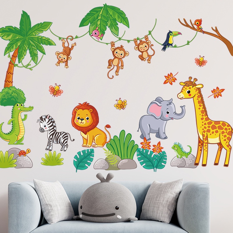 PVC kids wallpaper Cute Cartoon animal wall stickers baby early ...