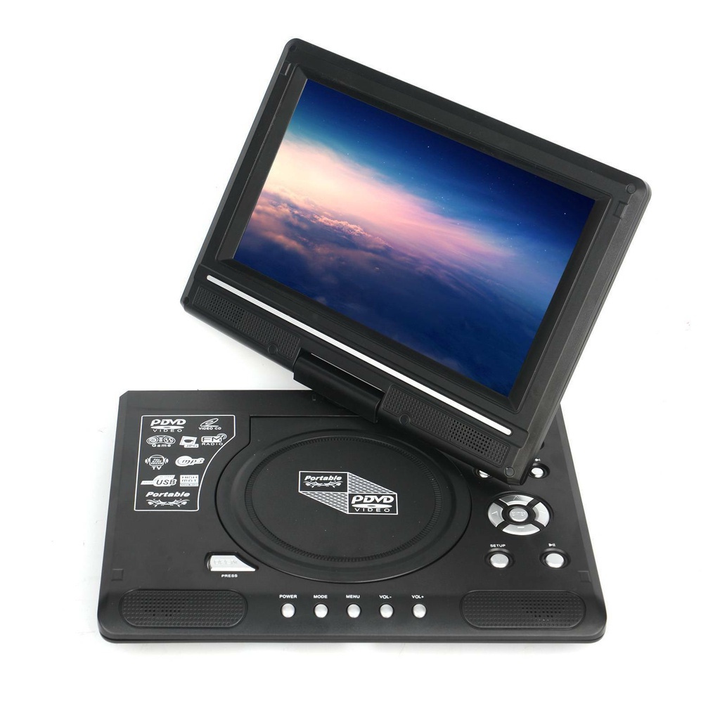 9.8'' Portable HD TV DVD VCD CD Player LCD 270° Rotation Screen Mini ...
